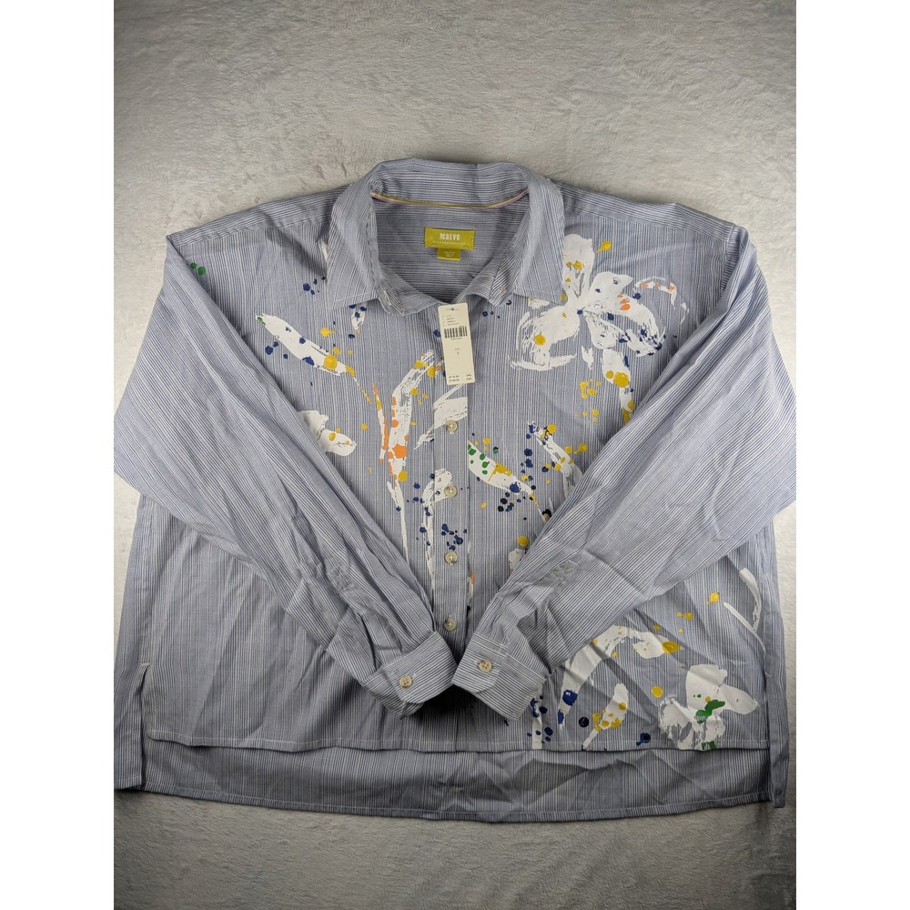 NWT $118 Maeve Anthropologie Button Down Shirt Womens Small Striped Floral Print